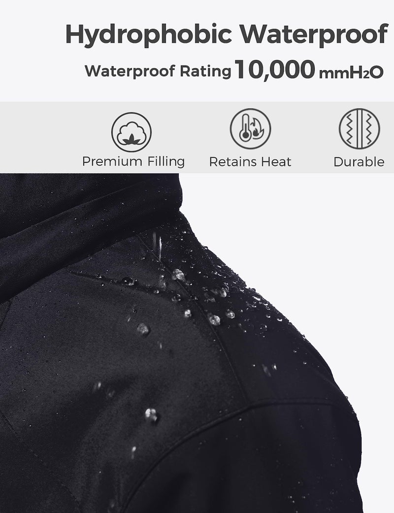 wantdo Kids Boys' 3-in-1 Winter Coat with Hood Warm Fleece Lined Snowboarding Jacket Zip Up Black 14-16 - Image 4